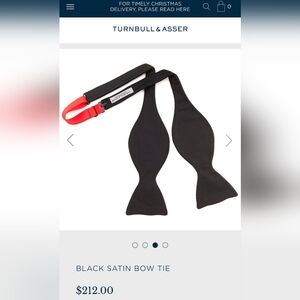 Vintage Turnbull & Asser 100% Silk hand made in England Black Bowtie tie